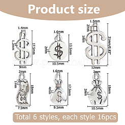96Pcs 6 Styles Tibetan Style Alloy Pendants&nbsp;FIND-HS0001-75