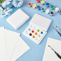 プラスチック模造磁器水彩油パレット  ペイント＆描画用品  長方形  ホワイト  9.8x7.85x2.05cm  内径：1.5のCM&nbsp;TOOL-WH0053-37