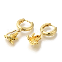 Rack Plating Forg Brass Micro Pave Cubic Zirconia Hoop Earrings&nbsp;EJEW-H016-36G