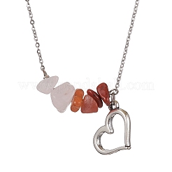 Gradient Color Gemstone Chip & Alloy Pendant Necklaces&nbsp;NJEW-JN05074