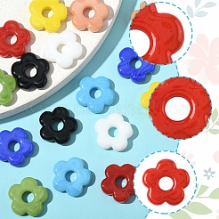 16個8色手作りランプワークビーズ  花  ミックスカラー  15~16x16x3.5~4.5mm  穴：4.5~5mm  2個/カラー&nbsp;LAMP-FS0001-27