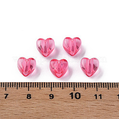 透明なアクリルビーズ  ハート  ショッキングピンク  8x8.5x5.5mm  穴：2.5mm&nbsp;X-MACR-S373-95-B04