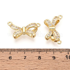 真鍮製マイクロパヴェキュービックジルコニアペンダント  蝶結び  18KGP本金メッキ  13x23x5.5mm  穴：1.4~1.5mm&nbsp;KK-N276-10G