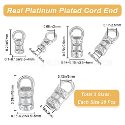 60Pcs 3 Style Brass Cord End&nbsp;FIND-BBC0003-04P