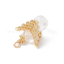 ガラスチャーム  天使  ガラスシードビーズと銅線付き  多面カット  ミックスカラー  22x15x11mm  穴：1.8mm&nbsp;PALLOY-MZ00955