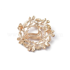 クリスマステーマのラインストーンブローチピン  バックパック服用のライトゴールド合金バッジ  鹿  42x14mm&nbsp;JEWB-D061-01KCG-03