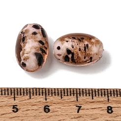 手作りゴールドパウダー入りランプワークビーズ  オーバル  砂茶色  16.5x11mm  穴：1.8mm&nbsp;LA-CBAC6A6-01F