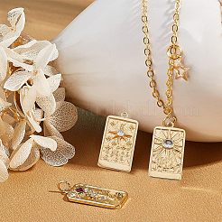 6Pcs 3 Style Embossed Brass Micro Pave Clear & Purple Cubic Zirconia Pendants&nbsp;ZIRC-BC0001-10