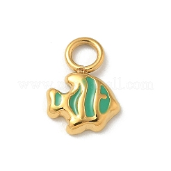 イオンプレーティング（IP）304ステンレススチールエナメルチャーム  14KGP本金メッキ  魚のチャーム  ミックスカラー  10x7.5x2mm  穴：2.5mm&nbsp;STAS-G351-05G