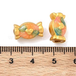 合金エナメルビーズ  ハートキャンディー  マットゴールドカラー  カラフル  8x14x8mm  穴：3mm&nbsp;FIND-G111-07MG