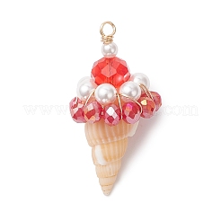 4Pcs 4 Colors Shell & Glass Pendants&nbsp;PALLOY-TA00359