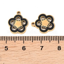 304ステンレススチールエナメルペンダント  ゴールドカラー  花のチャーム  14x12x2mm  穴：1.4mm&nbsp;STAS-Z190-08G-03