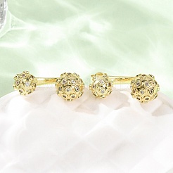 Brass Micro Pave Cubic Zirconia Stud Earrings&nbsp;EJEW-D351-13G-02