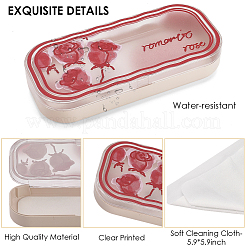 プラスチック眼鏡ケース1個  バラ模様の長方形  インディアンレッド  166x75.5x31.5mm&nbsp;AJEW-CN0005-11
