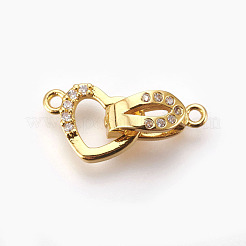 Brass Micro Pave Cubic Zirconia Fold Over Clasps&nbsp;KK-P164-09