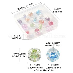 16個 8色 手作りホイルランプワークビーズ  ナゲット  ミックスカラー  9~10.5x10~11.5x10~11.5mm  穴：1.2~1.8mm  2個/カラー&nbsp;FOLI-FS0001-04
