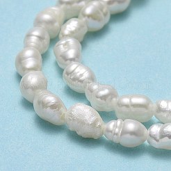 天然養殖淡水パールビーズ連売り  ライス  リネン  3.5~6.5x2.5~3.5mm  穴：0.5mm  約92~96個/連  13.98''~14.17