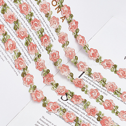 ポリエステルリボン  花柄  フラット  服飾材料  ダークサーモン  3/4インチ（18x1.5mm）&nbsp;OCOR-WH0068-45G