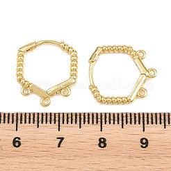 真鍮製のハギーフープピアス  3ループで  ラックめっき  長持ちメッキ  カドミウムフリー＆鉛フリー  18KGP本金メッキ  16x15x2mm  穴：1mm  ピン：0.7mm&nbsp;KK-H292-37G-02