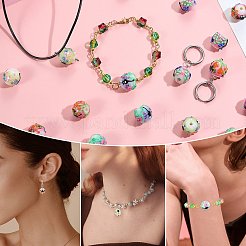 5個の手作りランプワークビーズ  トンボと花の丸  ライトスカイブルー  15~15.5x13.5~14mm  穴：2.8mm&nbsp;LAMP-SZ0001-50D