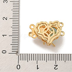 真鍮マイクロキュービックジルコニアボックスの留め金を開く  ニッケルフリー  ハート  18KGP本金メッキ  1連  2穴  空色  4mm  穴：12.5x18x9mm&nbsp;KK-U037-40G-B