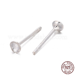 925スターリングシルバースタンドピアスパーツ  スタンプ925個付きイヤリングポスト  銀  12mm  トレイ：3mm  ピン：0.8mm&nbsp;STER-K167-043A-S