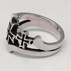 男性用パーソナライズレトロ 304 ステンレススチールクロスリング  アンティークシルバー  17~23mm&nbsp;RJEW-F006-116