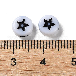 不透明なアクリルビーズ  クラフトスタイル  スターとフラットラウンド  ブラック  7x3.5mm  穴：1.6mm  約3500個/500g&nbsp;SACR-P031-20A-01