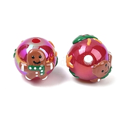 Christmas UV Plating Opaque Acrylic Beads&nbsp;OACR-H057-01