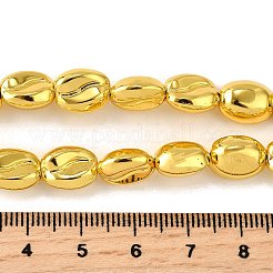 電気メッキガラスビーズセット  フラットオーバル  フルメッキ  黄金メッキ  11x8.5x5mm  穴：0.8mm  約42個/連  17.32''（44センチメートル）&nbsp;EGLA-V001-04E