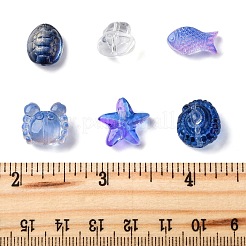 48個6スタイルの透明ガラスビーズ  ミックスカラー  混合図形  11.5~15x8~15x5~11mm  穴：0.8~1.2mm  8個/スタイル&nbsp;GLAA-FP0001-17