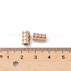 イオンプレーティング（IP）304ステンレス鋼チューブビーズ  溝付き  コラム  ローズゴールド  9x6mm  穴：3mm&nbsp;LS-STAS-WH0055-03RG