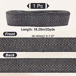 20ヤードのポリコットン矢印リボン  カーペットのパイピング装飾用  ブラック  1-1/2~1-5/8インチ（38~40mm）&nbsp;DIY-GA0006-93