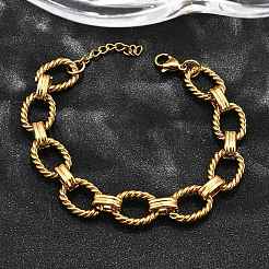 304 Stainless Steel Oval Link Chain Bracelets for Women&nbsp;LS-BJEW-R021-09G