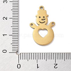 クリスマステーマ 304 ステンレススチールペンダント  レーザー切断  18KGP本金メッキ  雪だるま  23.5x14.5x1mm  穴：1.4mm&nbsp;STAS-R003-04G-01