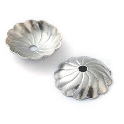 変色しない304ステンレススチールビーズキャップ  花弁のない  花  ステンレス鋼色  9.5x2.5mm  穴：1.2mm&nbsp;LS-STAS-H149-26B-P