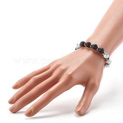 Handmade Evil Eye Lampwork Beaded Stretch Bracelets&nbsp;BJEW-JB06466-04