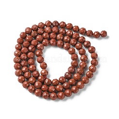 天然石レッドジャスパービーズ連売り  多面カット  ラウンド  4mm  穴：0.8mm  約94~95個/連  15.35~15.55インチ（39~39.5cm）&nbsp;G-F748-H01-03