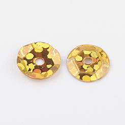 プラスチックスパンコールビーズ  半カップ状のスパンコールビーズ  中ハート孔  ミックスカラー  6x0.5mm  穴：1mm  約38000個/ポンド&nbsp;PVC-A003-001