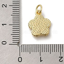 真鍮製のシェルペンダント  花のチャーム  丸カン付き  16KGP本金メッキ  13.5x11.5x2mm  穴：3mm&nbsp;X-KK-R002-12G