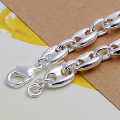 女性のための真鍮製オーバルリンクブレスレット  カニカン付き  銀色のメッキ  180x8mm&nbsp;BJEW-BB12513