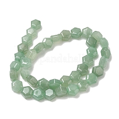 天然石グリーンアベンチュリンビーズ連売り  六角  10~10.5x11~11.5x6.5~7mm  穴：1mm  約37~38個/連  15.04~15.16''（38.2~38.5センチメートル）&nbsp;G-G463-A02-10x11mm