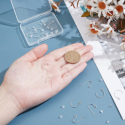 16個、2つのスタイル、925つのスターリングシルバーピアスフック  20個のプラスチック製イヤーナット付き  銀  13x11x2mm  穴：2mm  21ゲージ  ピン：0.7mm&nbsp;STER-ME0001-21