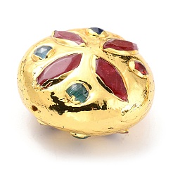 天然のクォーツビーズ  金色の真鍮のパーツと猫の目  染め  フラットラウンド  レッド  24.5~25x24~24.5x13~14.5mm  穴：0.8mm&nbsp;G-B011-13G-B