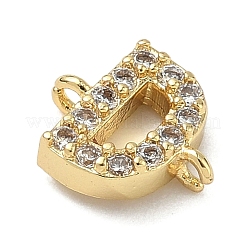 Brass Micro Pave Clear Cubic Zirconia Letter Links Connector Charms&nbsp;KK-I382-07G-D