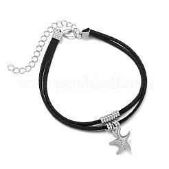 Ocean Alloy Starfish Charm Faux Suede 2-Strand Anklets for Women&nbsp;WGD1C62-01