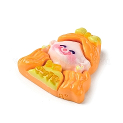 不透明樹脂デコデンカボション  ファッションの女の子  オレンジ  26.5x25.5x8.5mm&nbsp;RESI-C045-01D