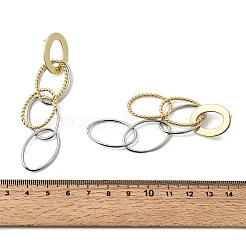 ラック メッキ ブラス ダングル スタッド イヤリング  オーバル  カドミウムフリー＆鉛フリー  18KGP本金メッキ  88x17mm&nbsp;EJEW-L308-05GP