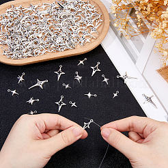 210 個 7 スタイルのチベットスタイル合金ペンダント  スターのチャーム  アンティークシルバー  14.5~32x9~20x1.5~5mm  穴：1.4~1.8mm  30個/スタイル&nbsp;FIND-FH0012-22