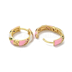 Brass Micro Pave Cubic Zirconia Hoop Earring&nbsp;EJEW-C088-33G